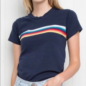 BRANDY MELVILLE navy rainbow shortsleeved